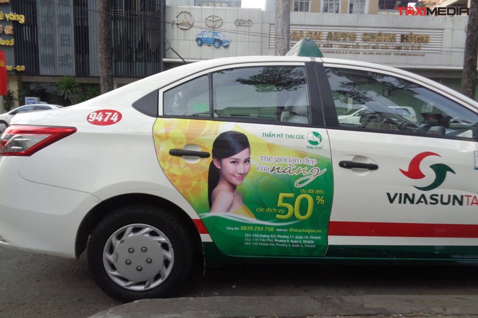 quảng cáo trên taxi vinasun